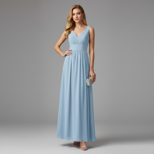 Elegant V-Neck Maxi Dress | Women's Sleeveless Fashion