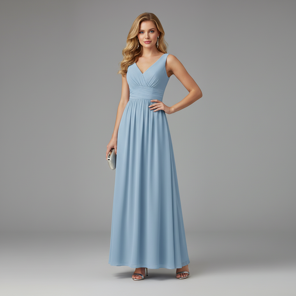 Elegant V-Neck Maxi Dress | Women's Sleeveless Fashion