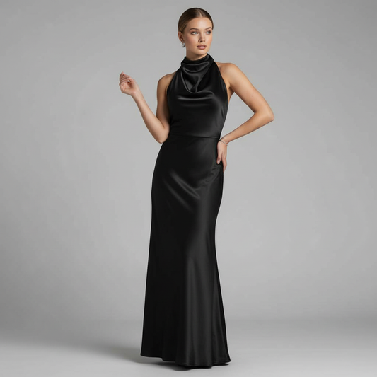 Halter Evening Dress | Women's Cocktail Midi Dress