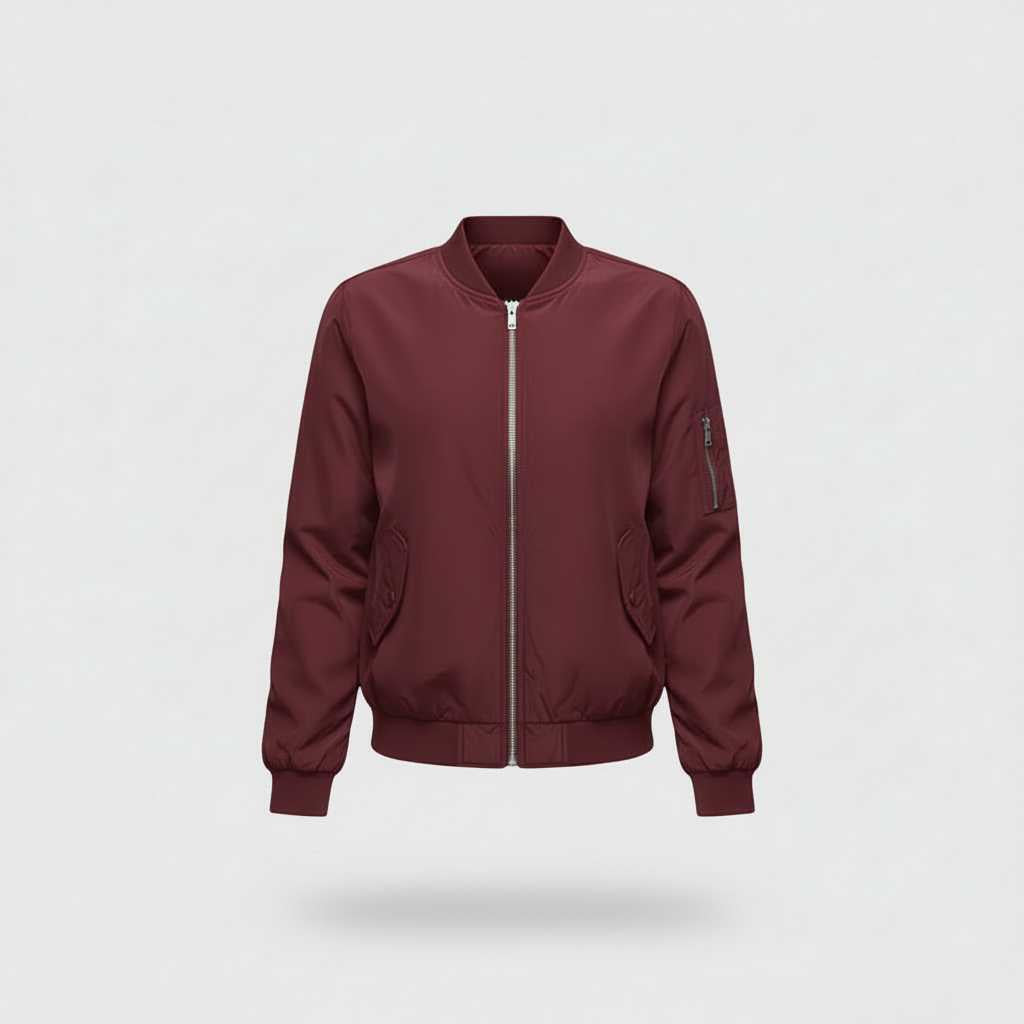 Women's Short Bomber Jacket | Stylish Zipper Design