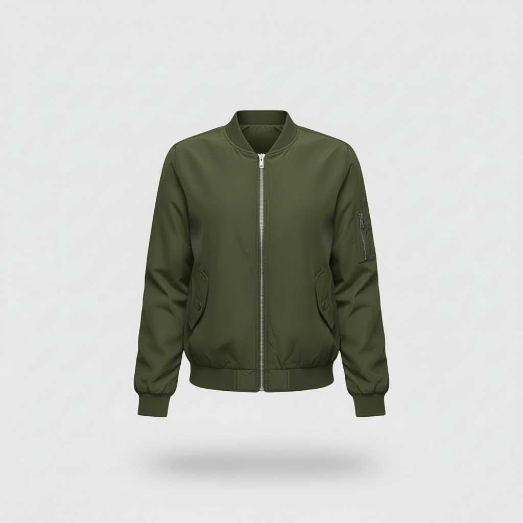 Women's Short Bomber Jacket | Stylish Zipper Design