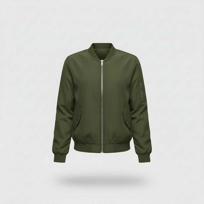 Women's Short Bomber Jacket | Stylish Zipper Design