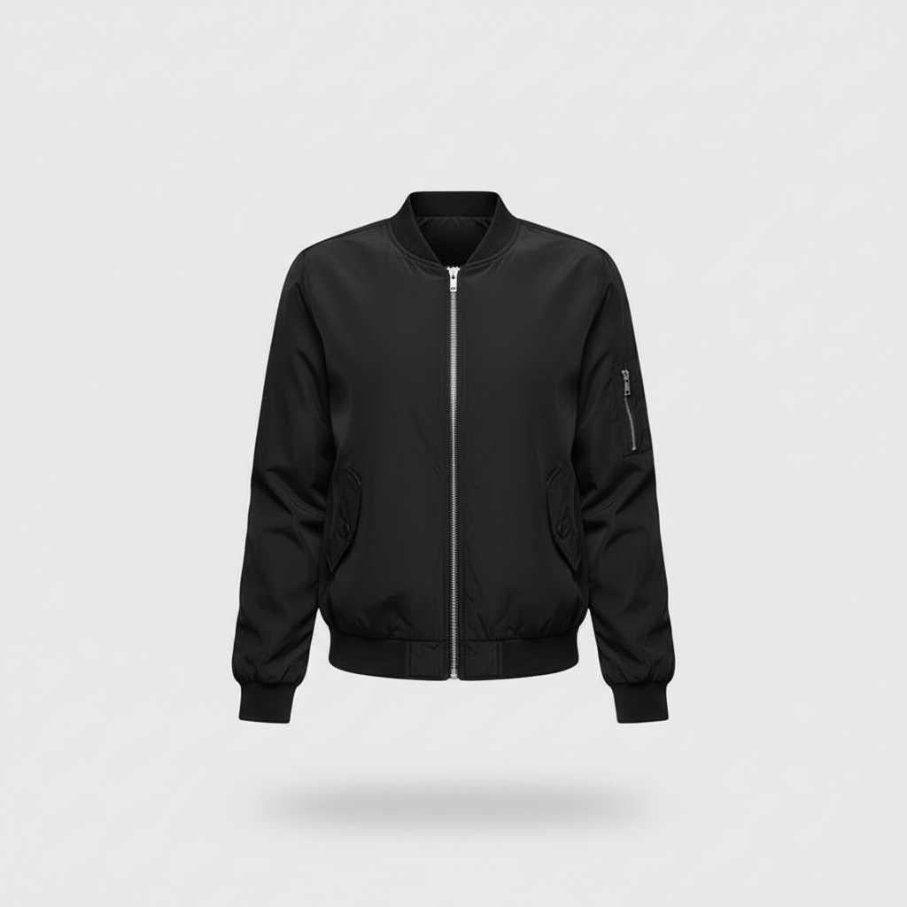 Women's Short Bomber Jacket | Stylish Zipper Design